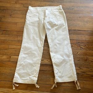 Women's Cream Tie-Hem Casual Pants